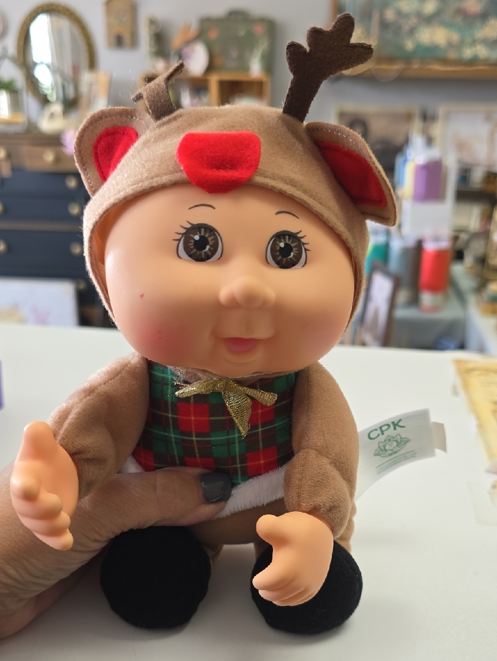 Cabbage Patch Kids Reindeer Plush Doll -Stella Tan & Red Holiday Outfit CPK